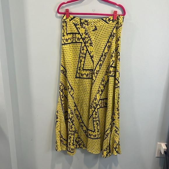 Ganni Silk Mix Skirt minion yellow 42/US 10 - Picture 8 of 8